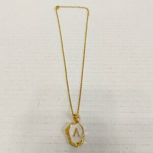 New Gold Tone Necklace with Pearl Tone Letter "A" Pendant – Elegant & Minimalist